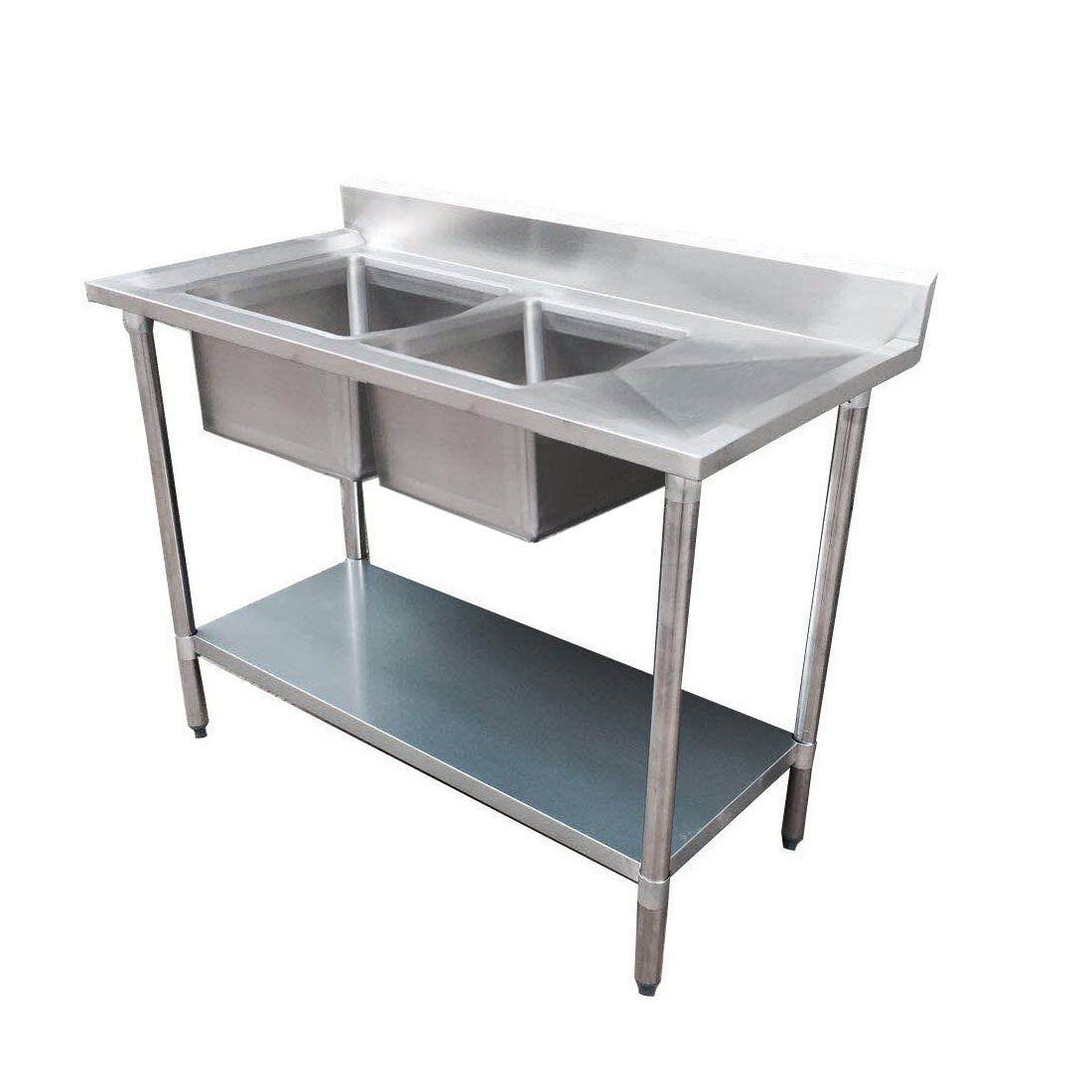 Economic 304 Grade SS Double Sink Bench with two sinks 1800x600x900 1800-6-DSBL