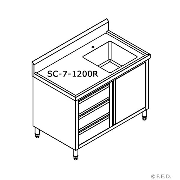 Modular Systems CABINET WITH RIGHT SINK 1200x700x900 SC-7-1200R-H