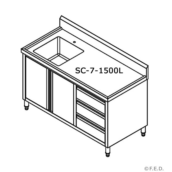 Modular Systems CABINET WITH LEFT SINK 1500x700x900 SC-7-1500L-H