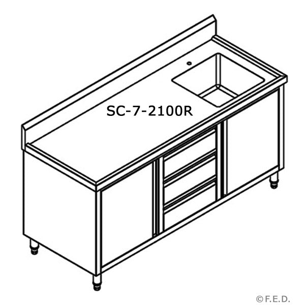 Modular Systems CABINET WITH RIGHT SINK 2100x700x900 SC-7-2100R-H