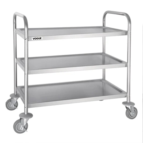 Vogue Stainless Steel 3 Tier Clearing Trolley Medium  F994