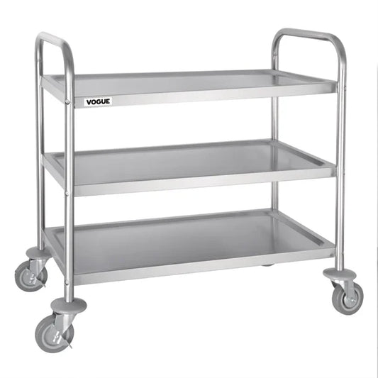 Vogue Stainless Steel 3 Tier Clearing Trolley Medium  F994