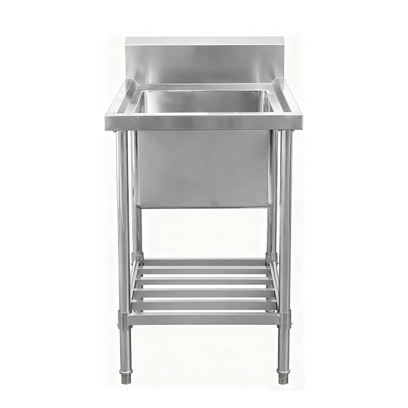 Kitchen Knock Work Bench - Single Sink with Pipe Undershelf ASS-0660C / Center Sink / 600 600 x 600 x 900 + 150mm