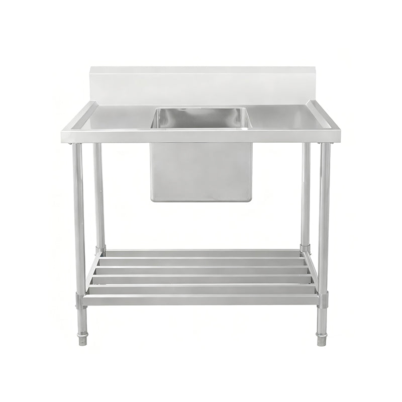 Kitchen Knock Work Bench - Single Sink with Pipe Undershelf ASS-0960C / Center Sink / 600 900 x 600 x 900 + 150mm