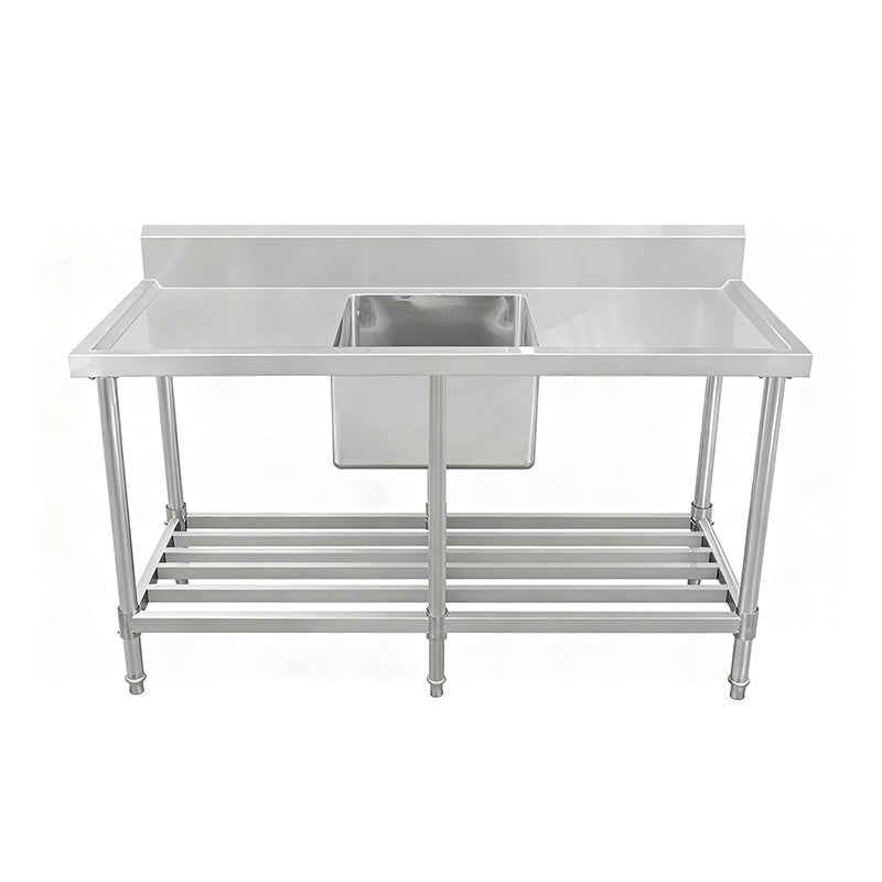 Kitchen Knock Work Bench - Single Sink with Pipe Undershelf ASS-1260C / Center Sink / 600 1200 x 600 x 900 + 150mm