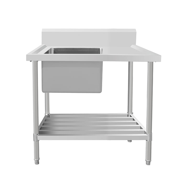 Kitchen Knock Work Bench - Single Sink with Pipe Undershelf ASS-1560R / Right sink / 600 1500 x 600 x 900 + 150mm