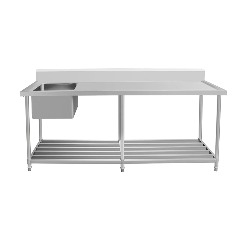 Kitchen Knock Work Bench - Single Sink with Pipe Undershelf ASS-1270R / Right sink / 700 1200 x 700 x 900 + 150mm