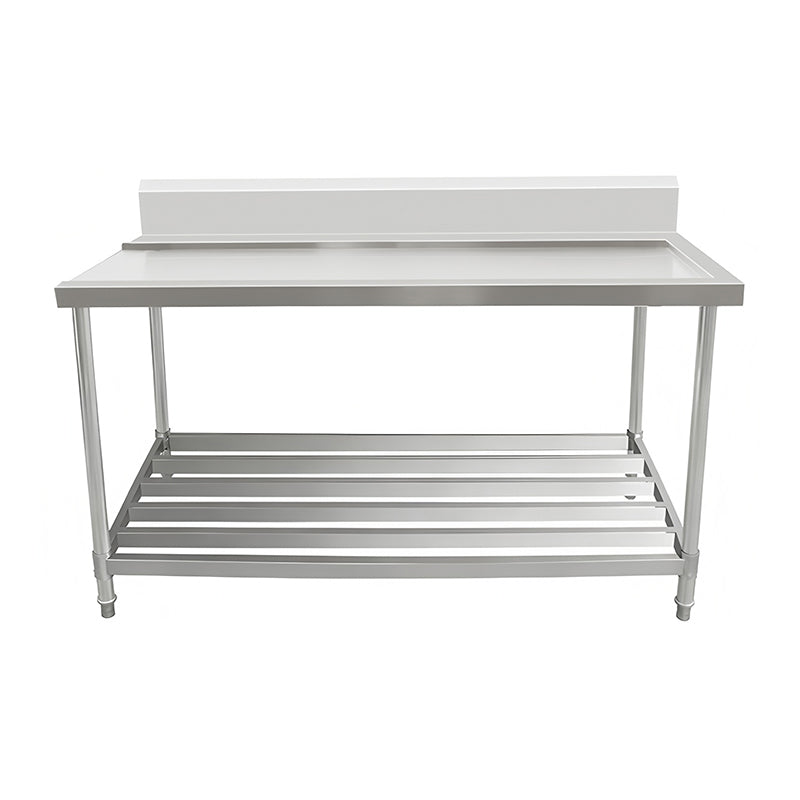 Kitchen Knock Outlet Bench with Splashback & Pipe Undershelf AWSD-1270L / Outlet on Left / 700 1200 x 700 x 900 + 150mm