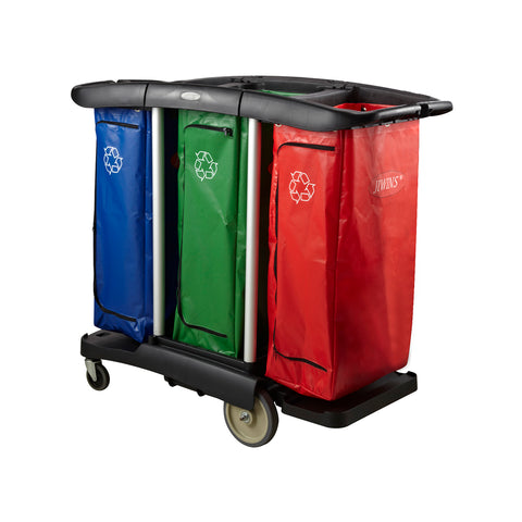 JIWINS TRIPLE CAPACITY CLEAN CART BLACK PP 1301x575x1129mm