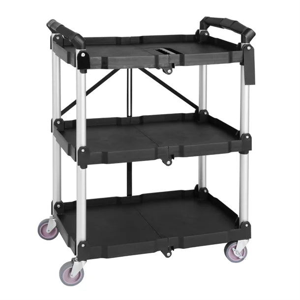 Vogue 3 Tier PP Folding Trolley Black Small CK113