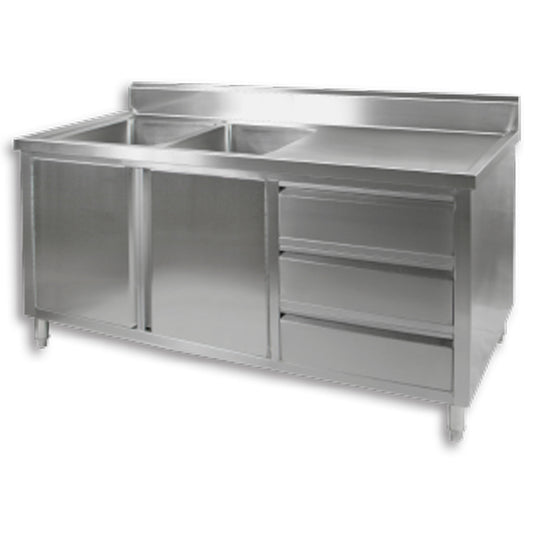 Modular Systems KITCHEN TIDY CABINET WITH DOUBLE LEFT SINKS 1800x700x900 DSC-1800L-H