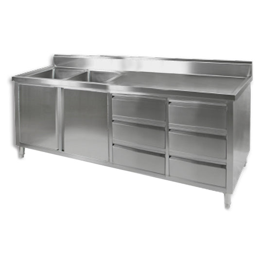 Modular Systems KITCHEN TIDY CABINET WITH DOUBLE LEFT SINKS 2100x700x900 DSC-2100L-H