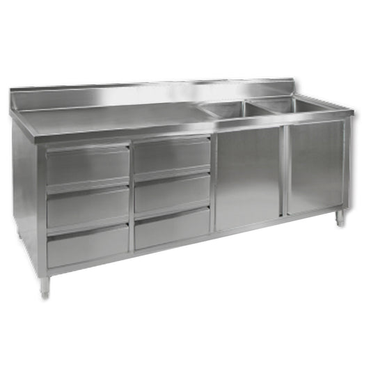 Modular Systems KITCHEN TIDY CABINET WITH DOUBLE RIGHT SINKS 2100x700x900 DSC-2100R-H