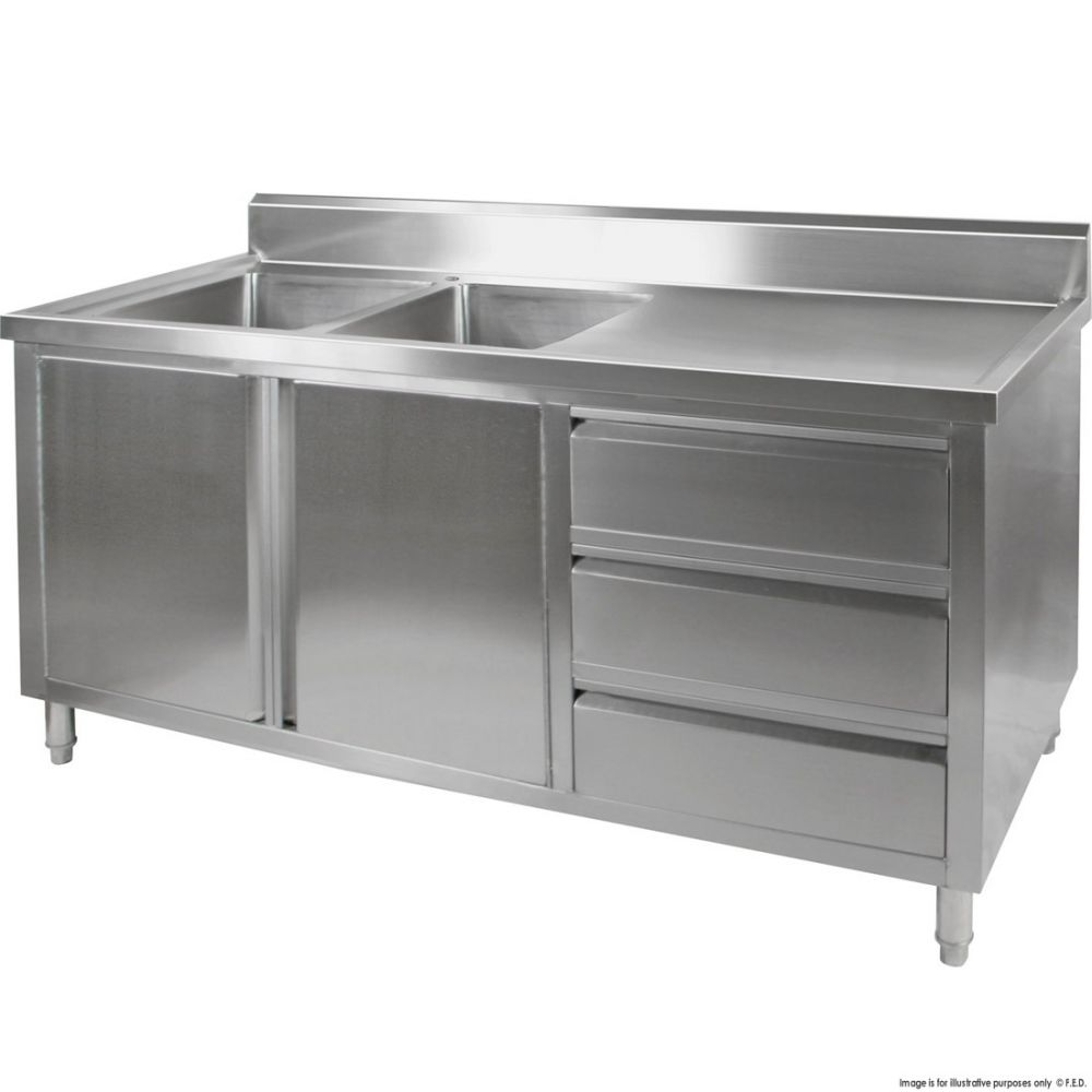 Modular Systems KITCHEN TIDY CABINET WITH DOUBLE LEFT SINKS 2100x700x900 DSC-2400L-H