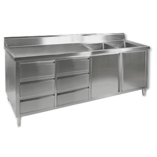 Modular Systems KITCHEN TIDY CABINET WITH DOUBLE RIGHT SINKS 2400x700x900 DSC-2400R-H