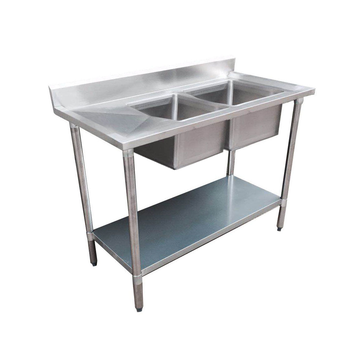 Economic 304 Grade SS Right Double Sink Bench 1500mm width 1500-7-DSBR