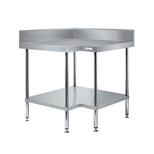 Simply Stainless Corner Bench With Splashback 600 Series - 900mm Wide 
Includes undershelf SS04.0900