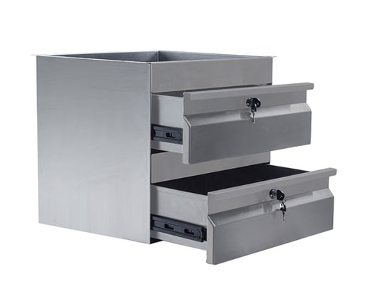 2 x Stainless Steel Drawers 
125mm deep, supplied with locks SS19.0200