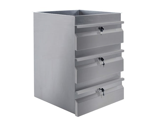 3 x Stainless Steel Drawers 
125mm deep, supplied with locks