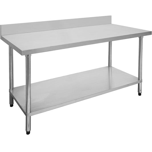 Economic 304 Grade Stainless Steel Table with splashback  2400x600x900 - 6 legs 2400-6-WBB