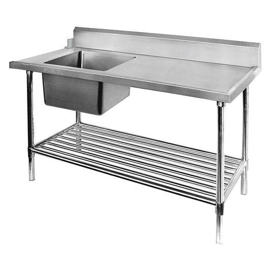 Modular Systems Left Inlet Single Sink Dishwasher Bench 1500x700x900 SSBD7-1500L/A