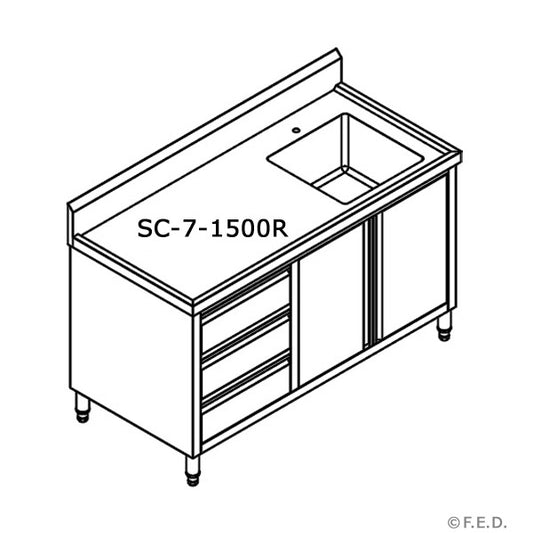 Modular Systems CABINET WITH RIGHT SINK 1500x700x900 SC-7-1500R-H